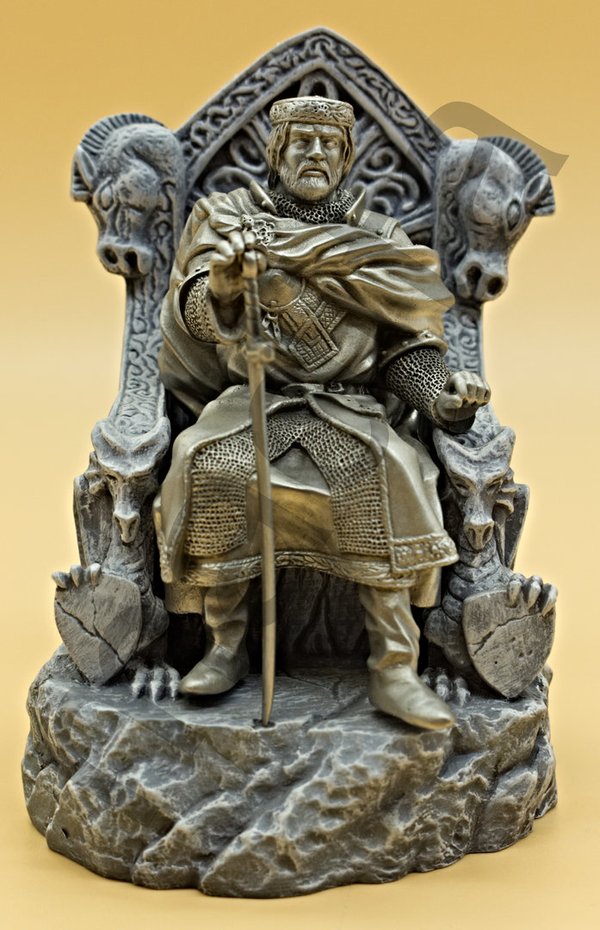 King Arthur con sedia in peltro fatto a mano Les Etains du Graal